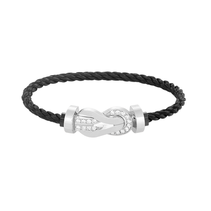 [moco jewelrys]CHANCE LARGE 8 FIGURE BUCKLE HALF DIAMOND BRACELET SILVER