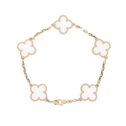 [Moco jewelrys]CLOVER 5 MOTIF ROCK CRYSTAL BRACELET
