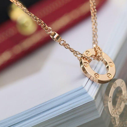 [moco jewelrys]LOVE NECKLACE ADJUSTABLE ROSE GOLD 2 DIAMOND