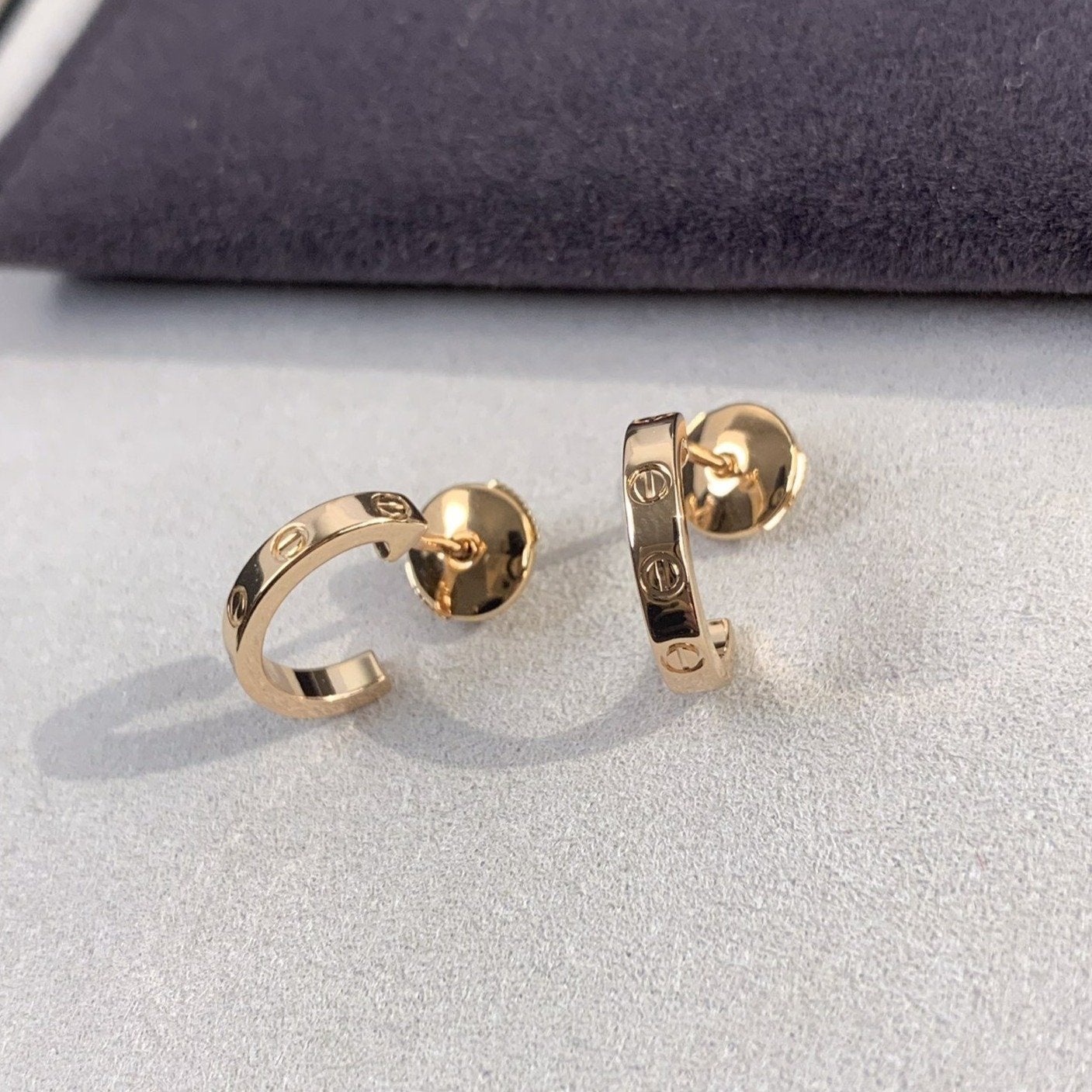 [moco jewelrys]LOVE EARRINGS 2.65MM PINK GOLD