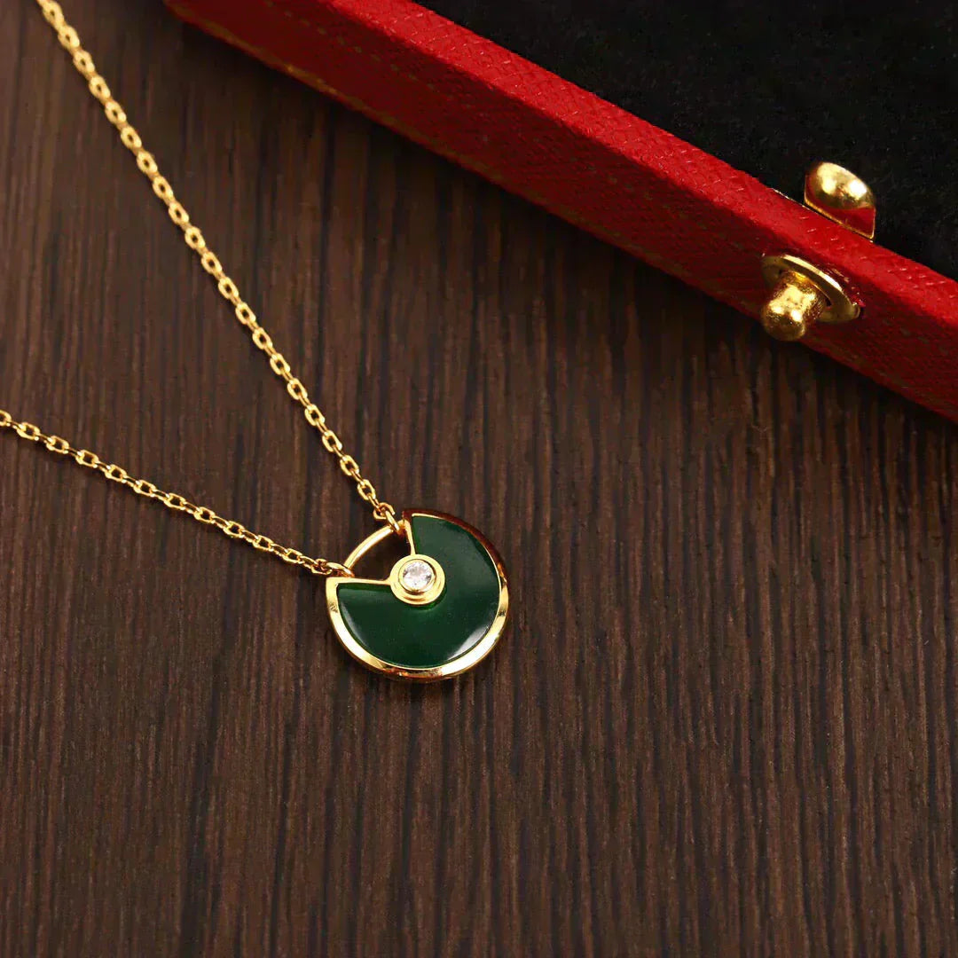 [moco jewelrys]AMULETTE GOLD MALACHITE NECKLACE
