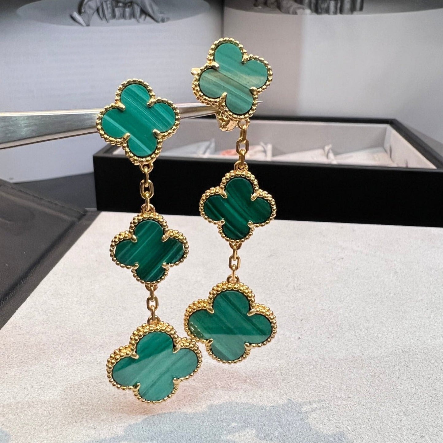 [moco jewelrys]CLOVER MALACHITE 3 MOTIFS GOLD