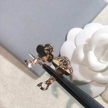 [moco jewelrys]CLOVER MEDIUM 1 MOTIFS  PINK MOP DIAMOND EARRINGS