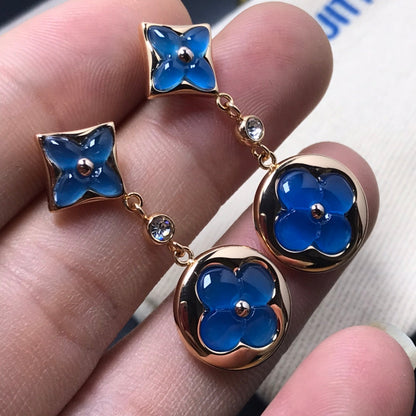 [moco jewelrys]STAR AND SUN AGATE DIAMOND EARRINGS