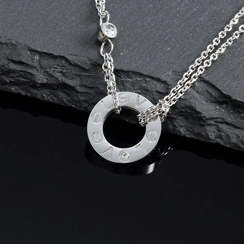 [moco jewelrys]LOVE NECKLACE 16MM 2 DIAMONDS