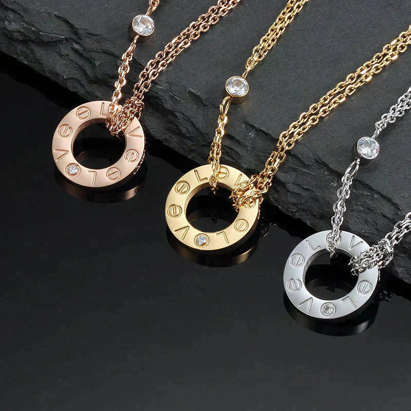 [moco jewelrys]LOVE NECKLACE 16MM 2 DIAMONDS