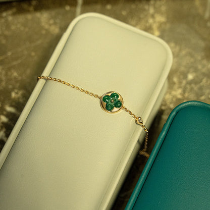 [moco jewelrys]SUN MALACHITE 1 DIAMOND PINK GOLD BRACELET