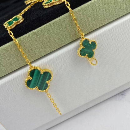 [moco jewelrys]MAGIC CLOVER MALACHITE GOLD BRACELET 5 MOTIFS