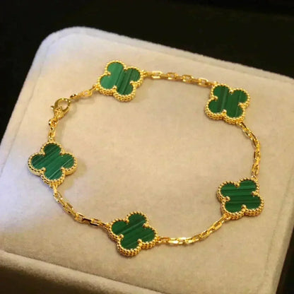 [Moco jewelrys] CLOVER 5 MOTIF MALACHITE BRACELET COLLECTION
