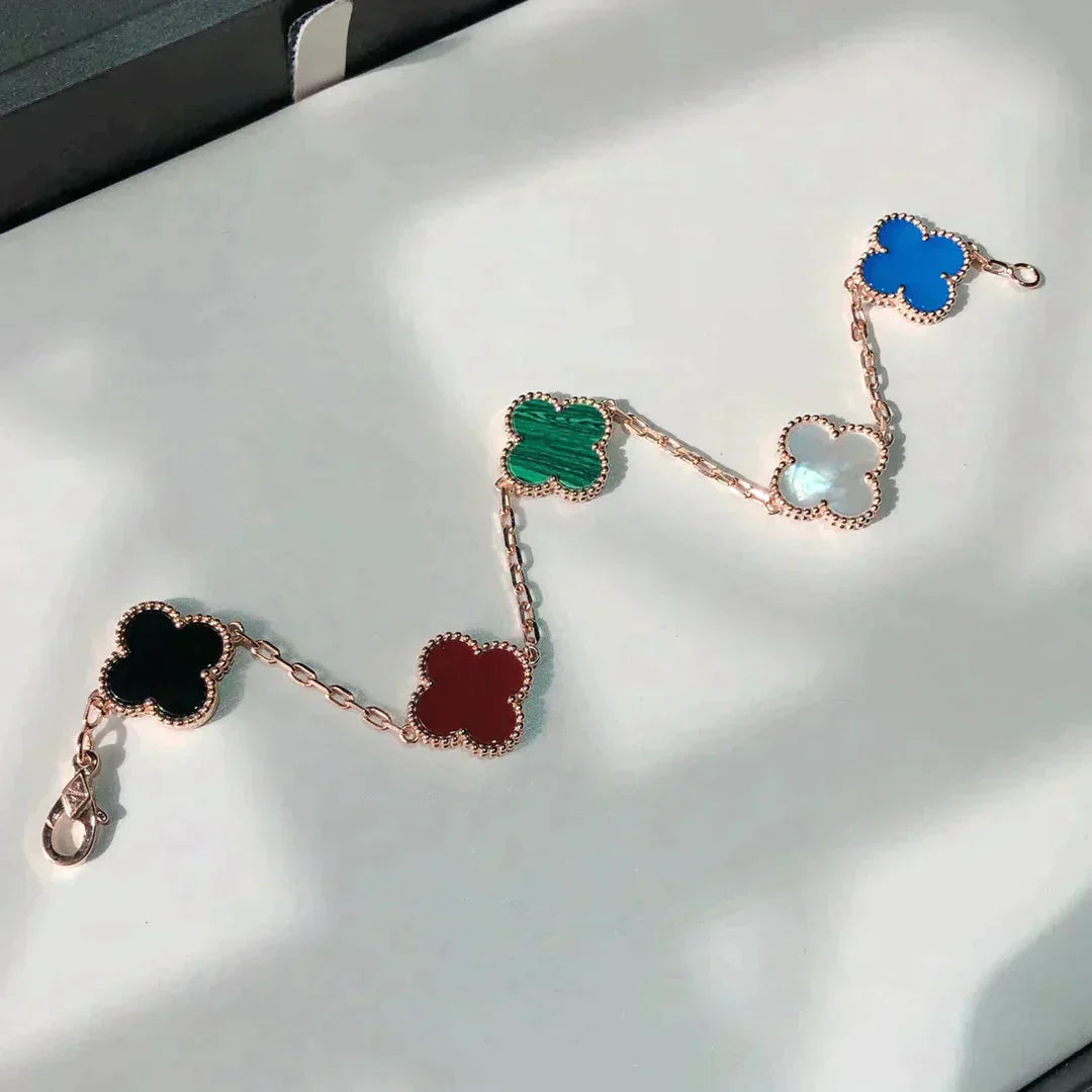[Moco jewelrys]CLOVER 5 MOTIFS MULTICOLOR BRACELET