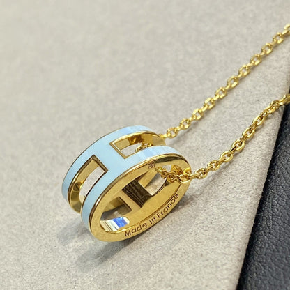 [moco jewelrys]POP H LIGHT BLUE NECKLACE