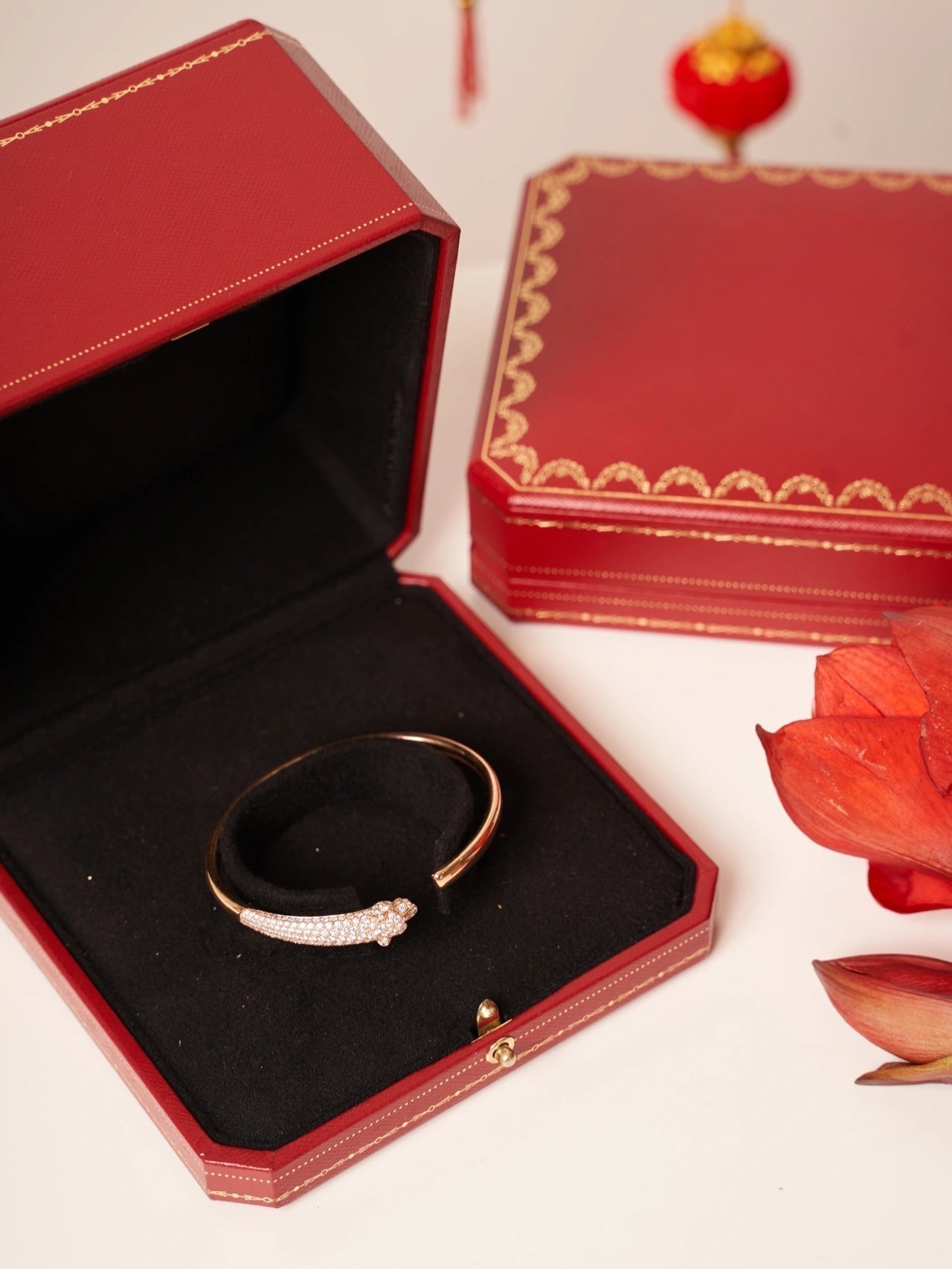 [moco jewelrys]PANTHERE ROSE GOLD DIAMOND OPEN BRACELET
