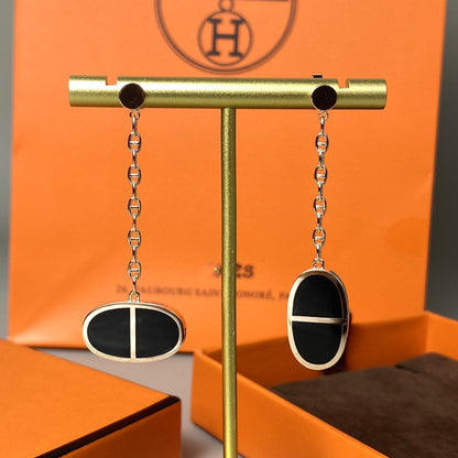 [moco jewelrys]CHAINE VERSO BLACK CERAMIC EARRINGS