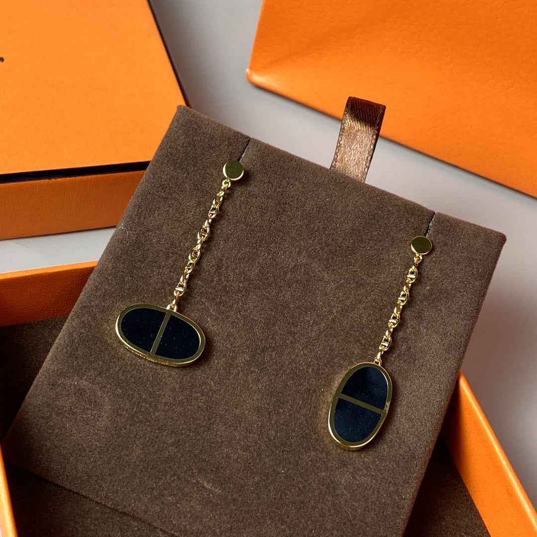 [moco jewelrys]CHAINE VERSO BLACK CERAMIC EARRINGS