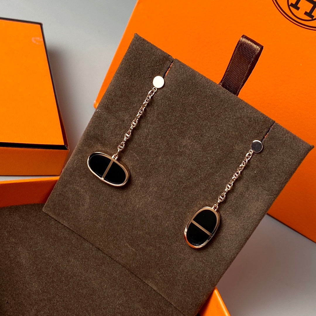 [moco jewelrys]CHAINE VERSO BLACK CERAMIC EARRINGS