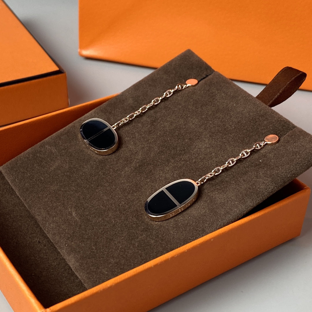 [moco jewelrys]CHAINE VERSO BLACK CERAMIC EARRINGS