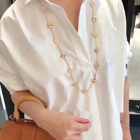 [moco jewelrys]CLOVER 20 MOTIFS LASER DIAMOND NECKLACE