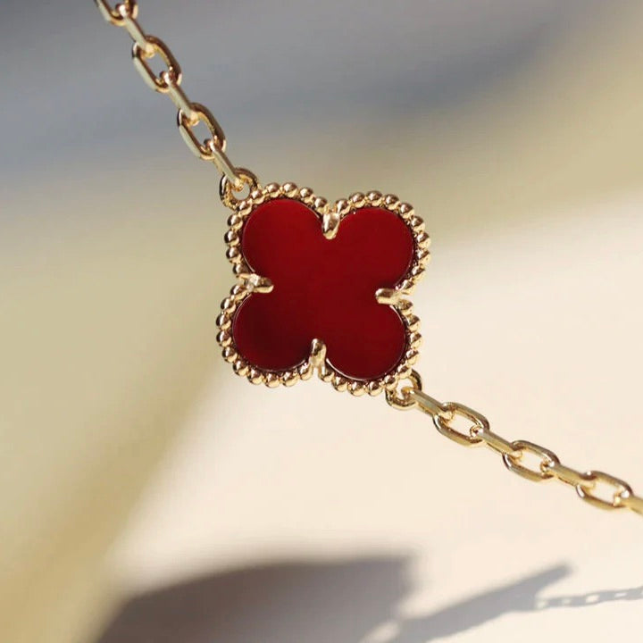 [moco jewelrys]CLOVER 20 MOTIFS CARNELIAN NECKLACE