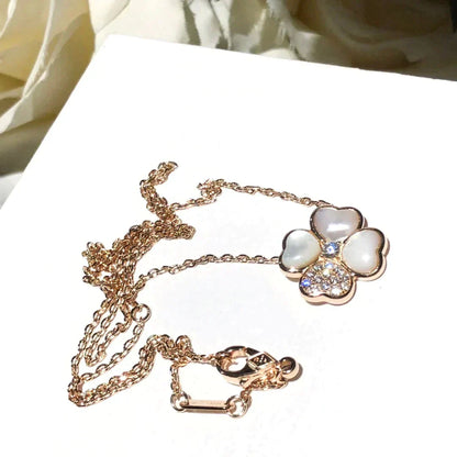 [moco jewelrys]CLOVER MOP DIAMOND ROSE GOLD NECKLACE