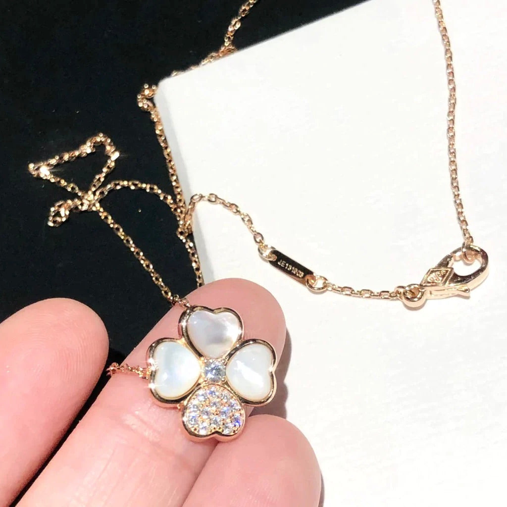 [moco jewelrys]CLOVER MOP DIAMOND ROSE GOLD NECKLACE