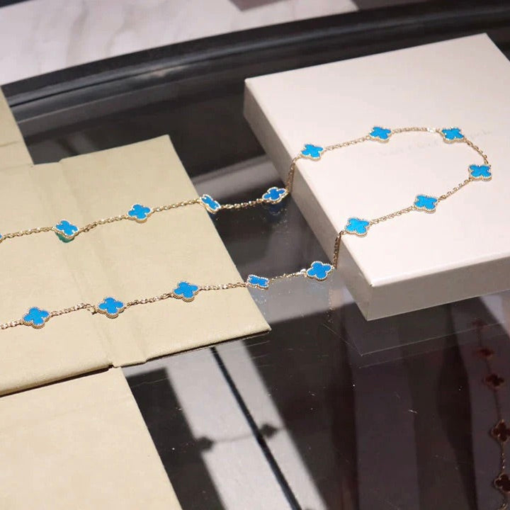 [moco jewelrys]CLOVER 20 MOTIFS TURQUOISE GOLD