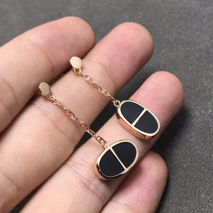 [moco jewelrys]CHAINE VERSO BLACK CERAMIC SILVER EARRINGS