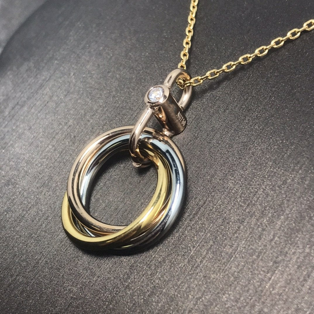 [moco jewelrys]TRINITY SILVER GOLD PINK GOLD NECKLACE