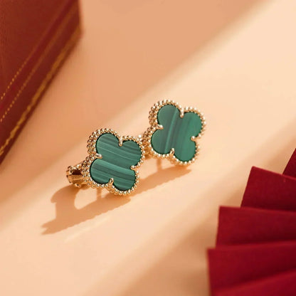 [moco jewelrys]CLOVER MEDIUM 1 MOTIFS MALACHITE  EARRINGS