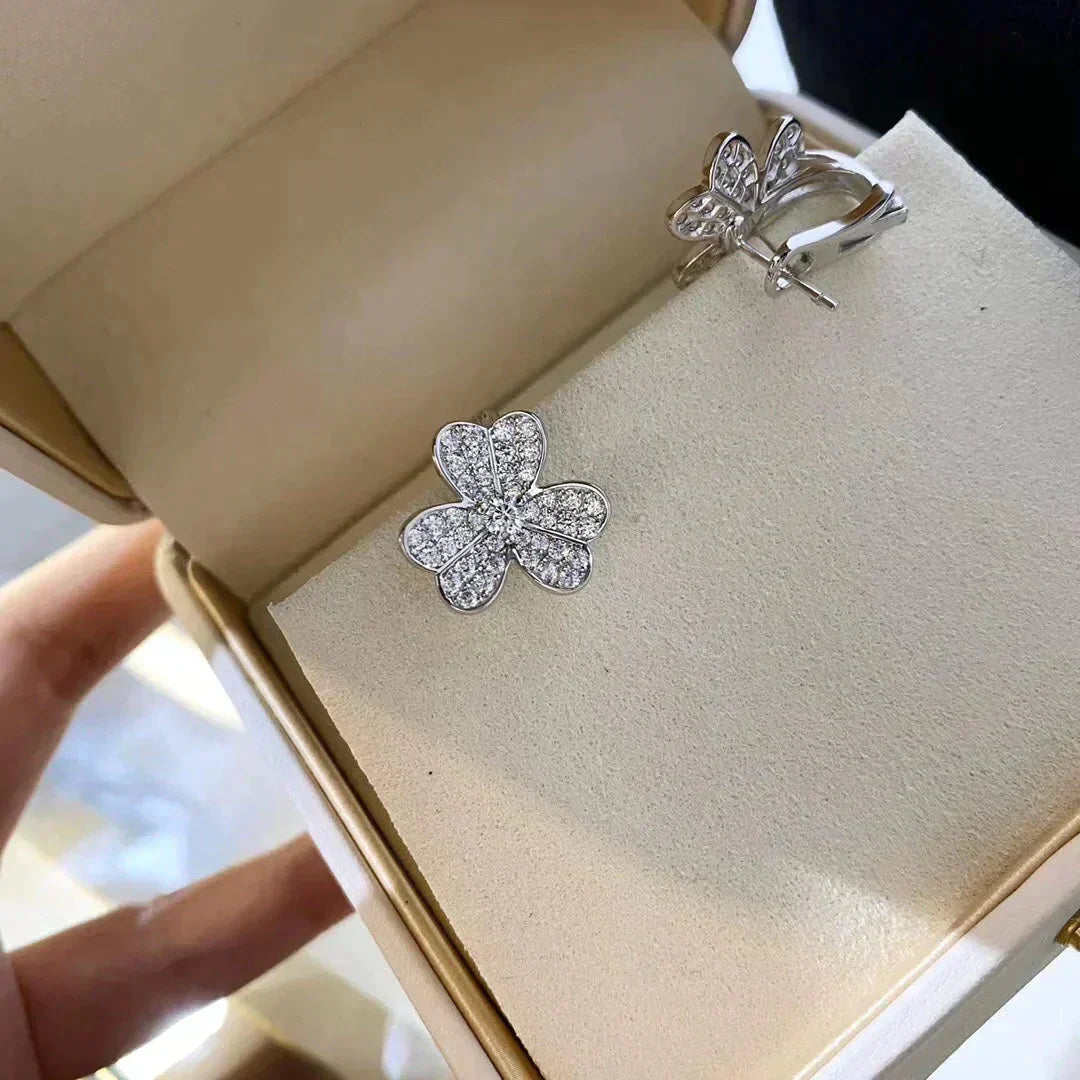 [moco jewelrys]CLOVER COMOS DIAMOND EARRINGS SILVER