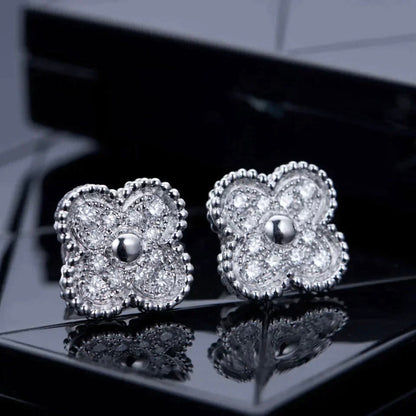 [moco jewelrys]CLOVER 1 MOTIFS DIAMOND STUD EARRINGS SILVER