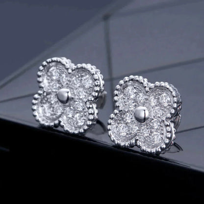 [moco jewelrys]CLOVER 1 MOTIFS DIAMOND STUD EARRINGS SILVER
