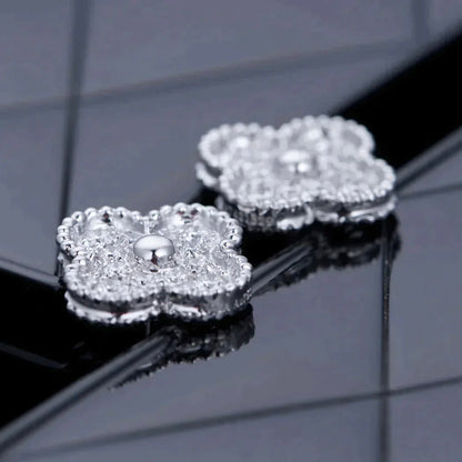 [moco jewelrys]CLOVER 1 MOTIFS DIAMOND STUD EARRINGS SILVER