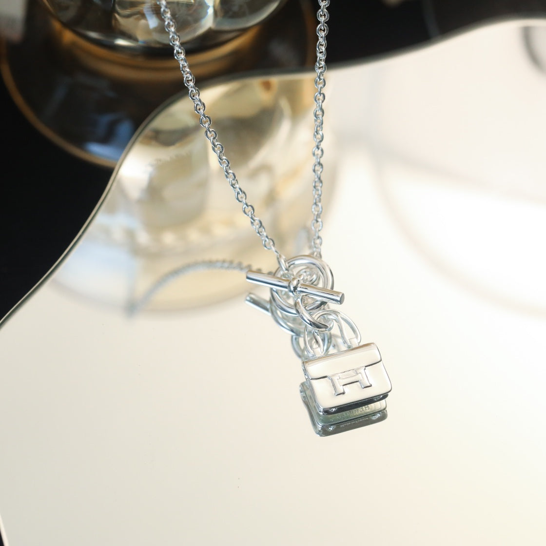 [moco jewelrys]POP H PEDANT SILVER NECKLACE