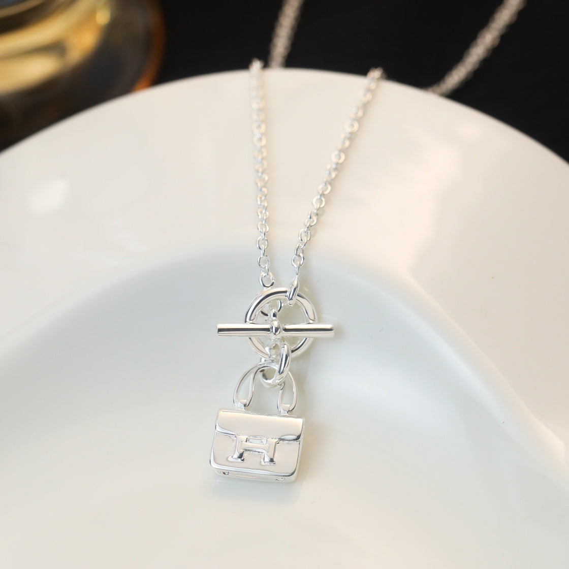[moco jewelrys]POP H PEDANT SILVER NECKLACE