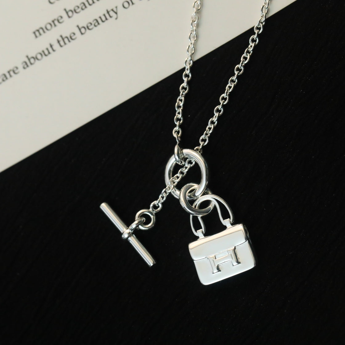 [moco jewelrys]POP H PEDANT SILVER NECKLACE