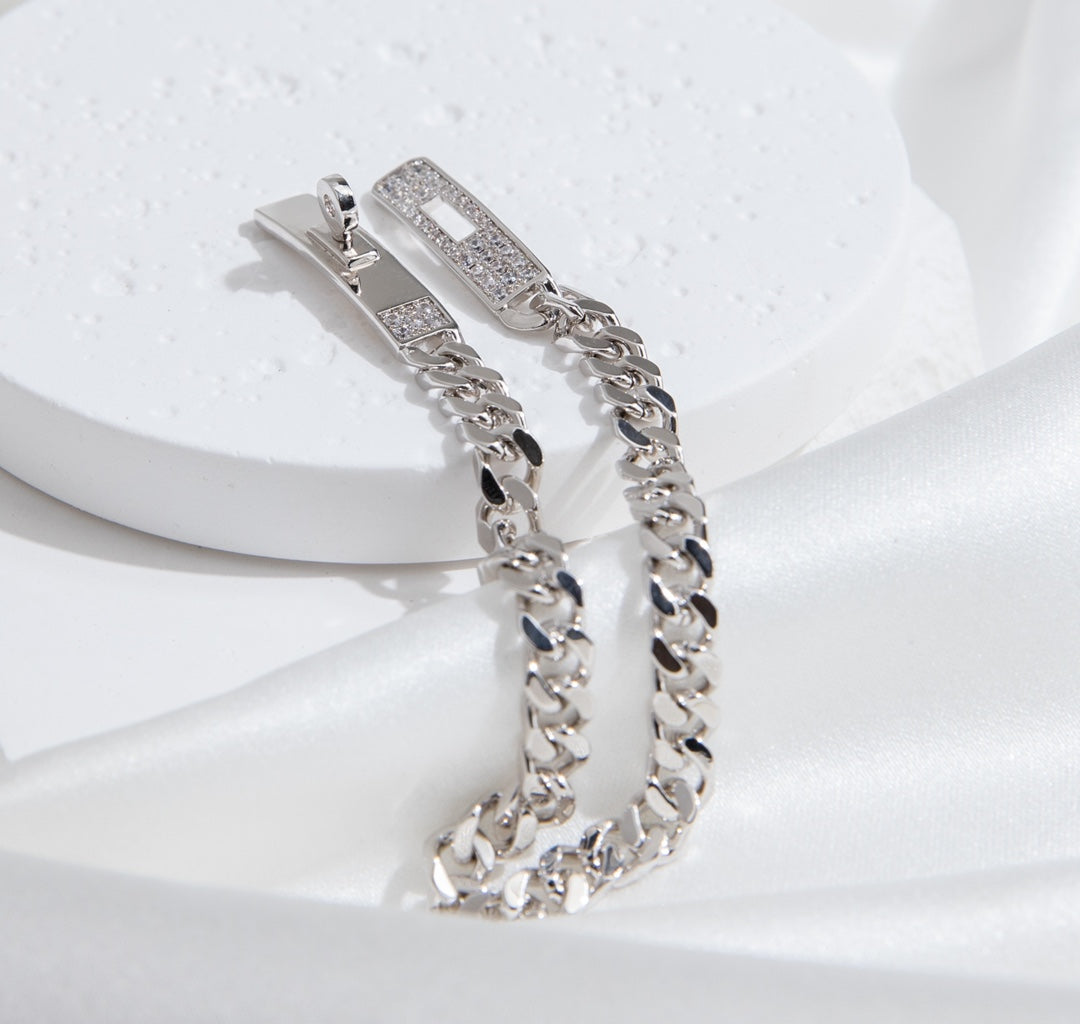 [moco jewelrys]KELLY CHAIN SILVER DIAMOND BRACELET
