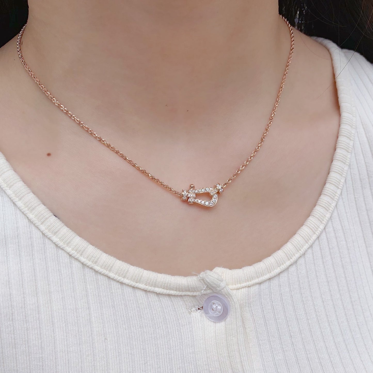 [moco jewelrys]FORCE 10 PINK GOLD DIAMOND NECKLACE
