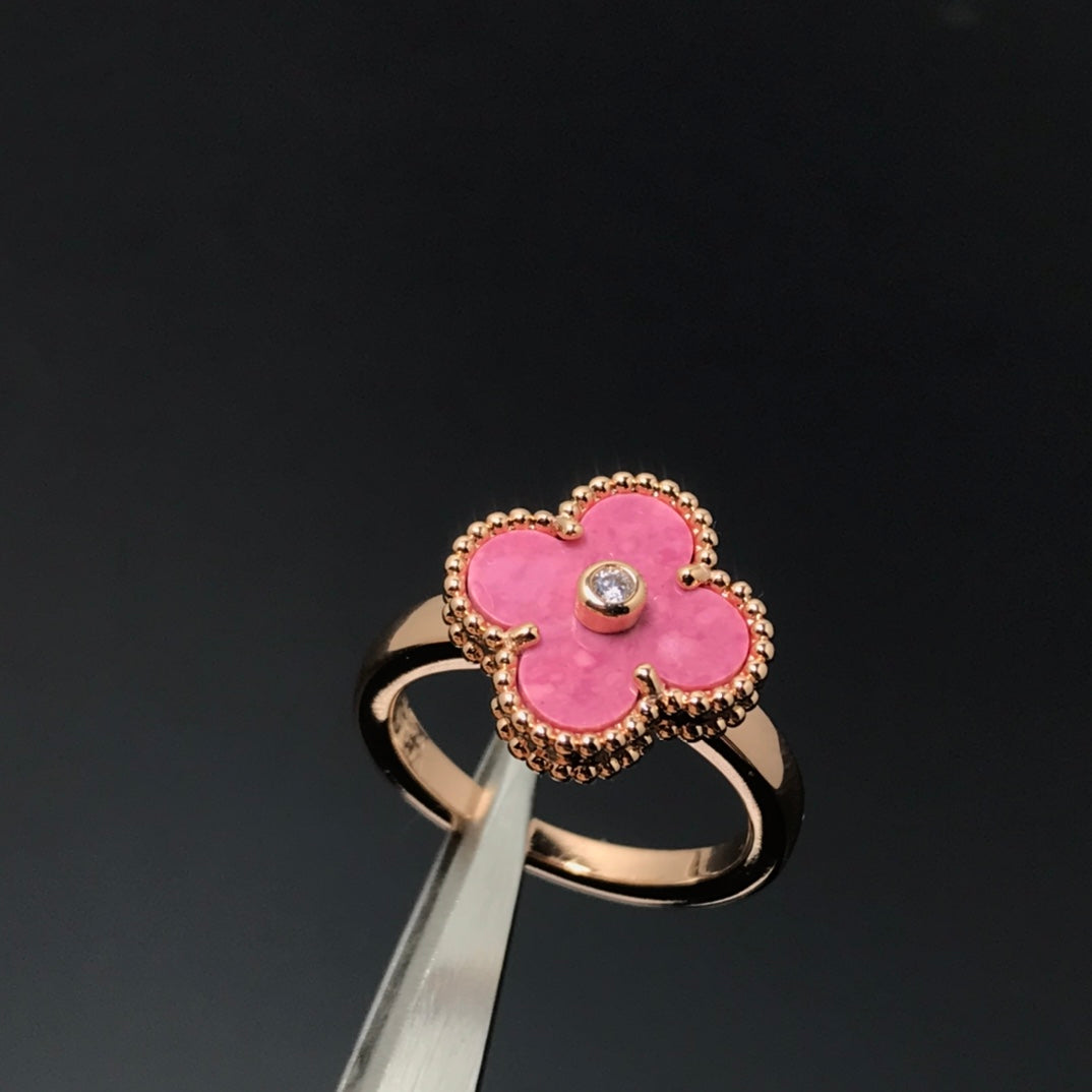 [moco jewelrys]CLOVER RHODONITE ROSE GOLD RING