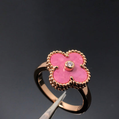 [moco jewelrys]CLOVER RHODONITE ROSE GOLD RING
