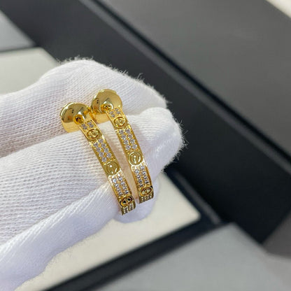 [moco jewelrys]LOVE DIAMOND GOLD HOOP EARRINGS
