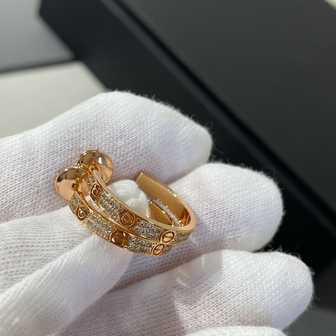 [moco jewelrys]LOVE DIAMOND PINK GOLD HOOP EARRINGS