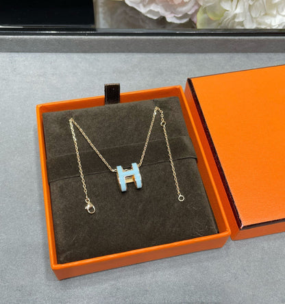 [moco jewelrys]POP H SKY BLUE NECKLACE