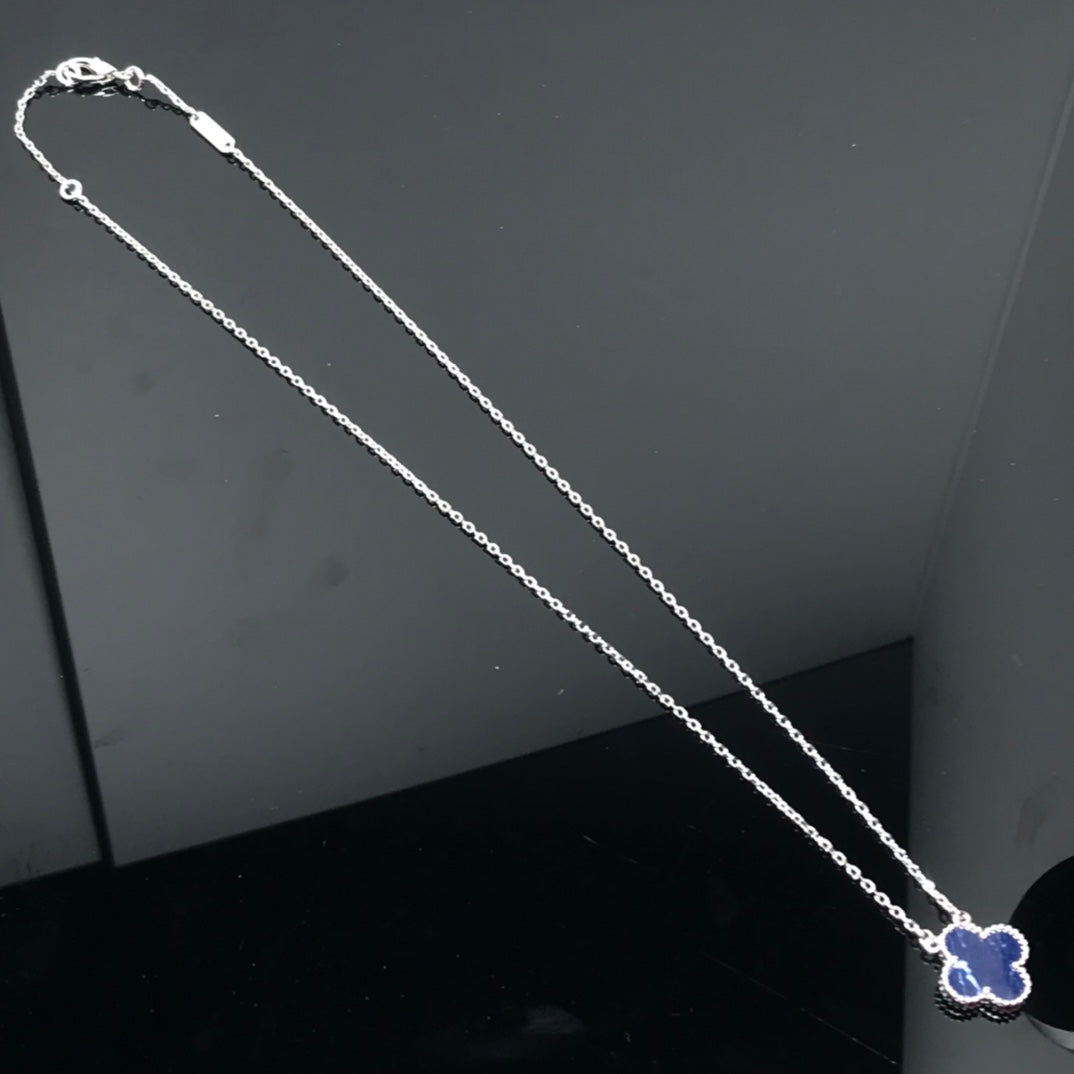 [moco jewelrys]CLOVER PIETERSITE SILVER LONG NECKLACE