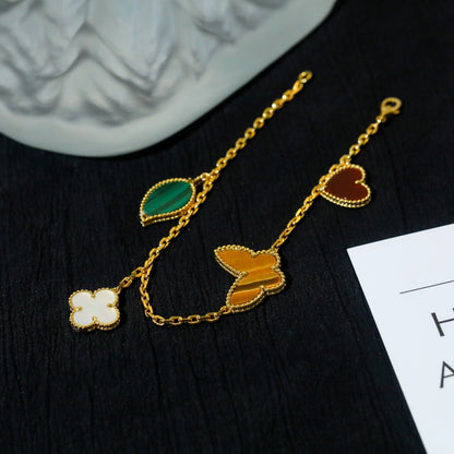 [moco jewelrys]LUCKY SPRING 5 MOTIF GOLD BRACELET