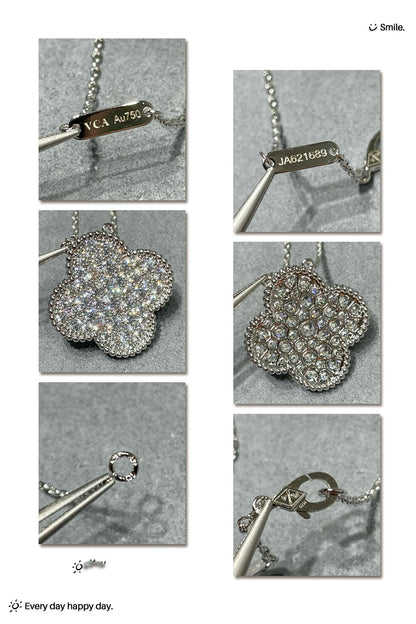 [moco jewelrys]KLEE 25MM GROSSER ANHÄNGER DIAMANT-PAVIERT SILBER HALSKETTE