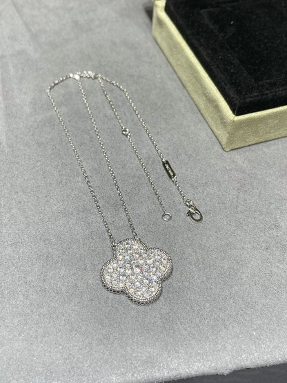 [moco jewelrys]KLEE 25MM GROSSER ANHÄNGER DIAMANT-PAVIERT SILBER HALSKETTE