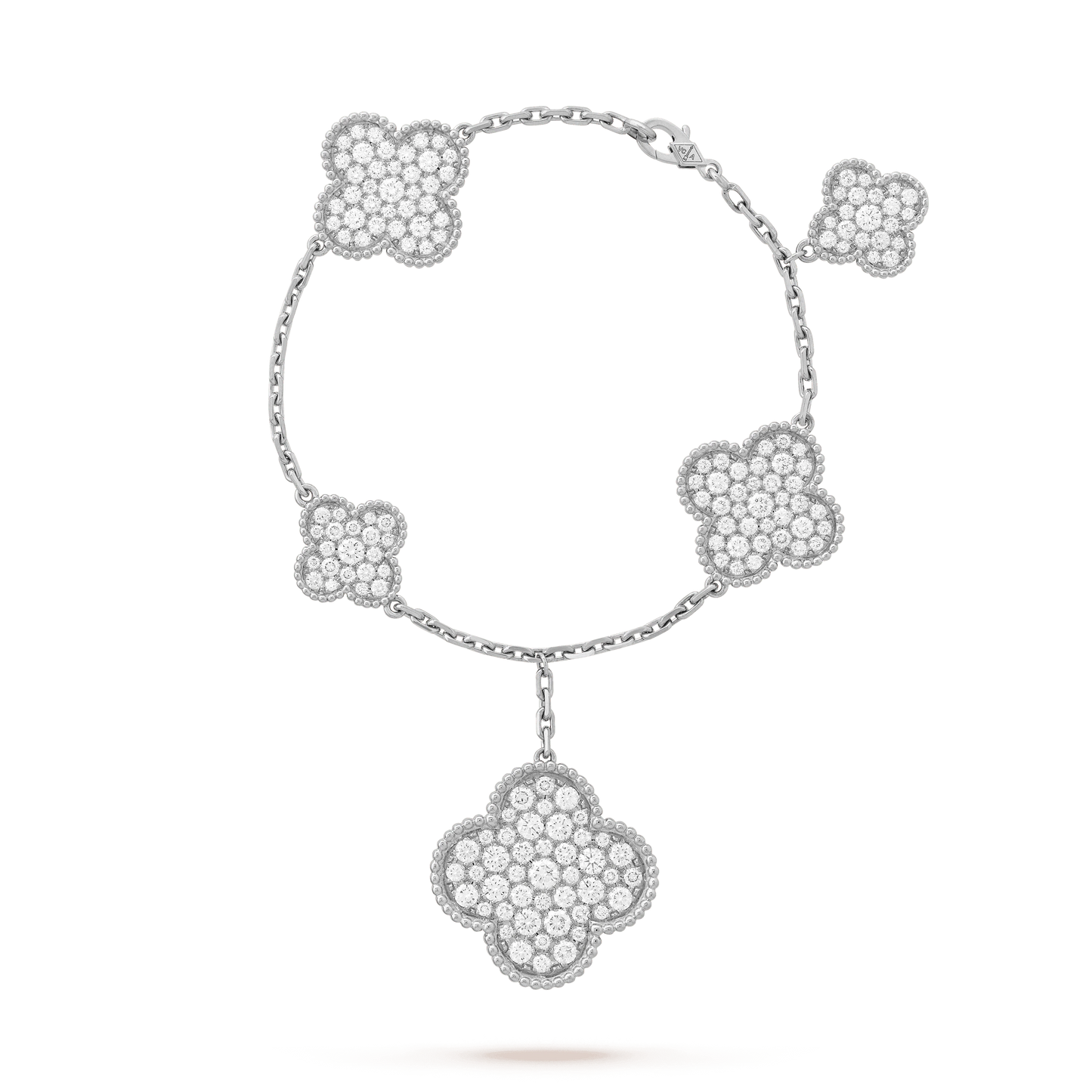 [moco jewelrys]CLOVER 6 MOTIFS SILVER DIAMOND BRACELET