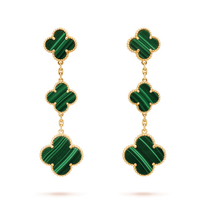 [moco jewelrys]CLOVER MALACHITE 3 MOTIFS GOLD