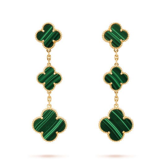 [moco jewelrys]CLOVER MALACHITE 3 MOTIFS GOLD