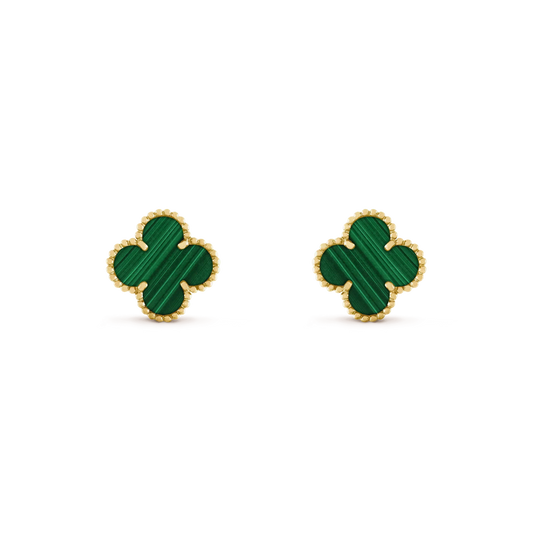 [moco jewelrys]CLOVER MEDIUM 1 MOTIFS MALACHITE  EARRINGS